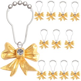 12 Pcs Gold Bow Knot Shower Curtain Hooks, Decorative Stainless Steel Shower Curtain Hooks for Bathroom Shower Rods