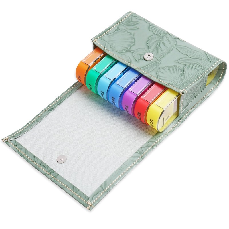 Jasenna Pill Organizer,Weekly Travel Pill Case Box Medication Reminder Daily