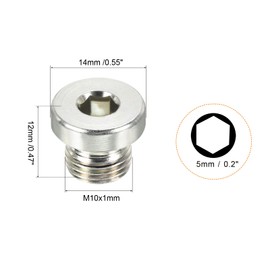 PATIKIL M10*1 Internal Hex Head Pipe Fitting Plug 3pcs Male Thread 45# Steel Socket Plug with Sealing Ring for Pipe Termination