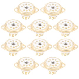 Aqevn 10pcs Ceramic B9A Silver Plated 9 Pin Vacuum Tube Socket Panel Chassis Mount for ECC81 ECC82 ECC83 EL84 6922 Vacuum Tube