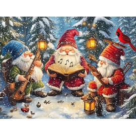 Ginfonr DIY Diamond Art Painting Accessories Gnome Set Full, 5D Diamond Painting Christmas Day Pictures Kit Crystal Rhinestone Embroidery Decoration for Home Wall Decor 30 x 40 cm 8168