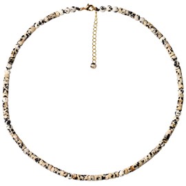 Jewever Real Gemstones and Crystals Choker Necklaces for Women Coin shaped Beads Energy Healing Crystal Simple Choker Necklace Gift (Dalmatian Jasper)