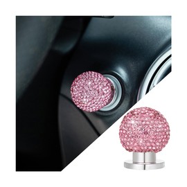Mandark Bling Car Engine Start Button Sticker, Crystal Rhinestone Vehicle Push to Start Stop Button Decal, Sparkling Auto Key Ignition Knob Starter Accessories, Universal for Most Cars (Pink)