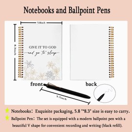 ARPTCN Bible Notebooks for Note Taking & Ballpoint Pen 2pc - Christian Notebook Journals for Women,Give It to God and Go to Sleep A5 Spiral Notebook,Christian Gifts for Women