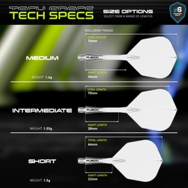 WINMAU Darts Fusion Integrated Flight & Shaft System - No.6 Shape & Design - Clear Colour, Intermediate Length