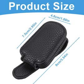 SGERUFZ Sunglasses Holder for Car Sun Visor Magnetic Leather Glasses Holder Clip for Car Sun Visor Universal Car Visor Accessories Magnetic Glasses Holder (Black)