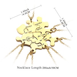 Yonhon 6 BFF Best Friend Necklace Puzzle Friendship Sister Necklace for 6