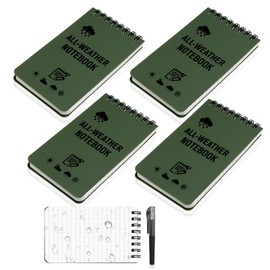 ZOCONE 4 Pack Waterproof Notebook 3x5'' Spiral Notebook Pocket with Pen, 50 Sheets per Pocket Notepad Waterproof Small Notepad | Mini Spiral Notepads Pocket Size for Reporters Office School (A)