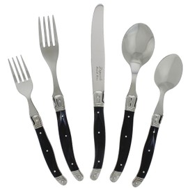 French Home LG122 20 Piece Laguiole Flatware, Set, Black