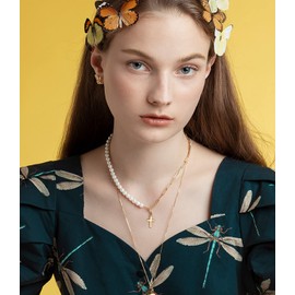 Tiny Cross Pendant Necklace for Women Simple Cross Necklaces Mothers Day Birthday Gifts for Women Pearl