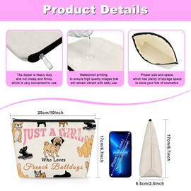 French Bulldog Gifts for Women Makeup Bag Gift for Dog Mom French Bulldog Dog Lovers Sister Mom Daughter Her Accessories Frenchie Gifts for Women Pet loss Pet Memorial Cosmetic Bag with Zipper