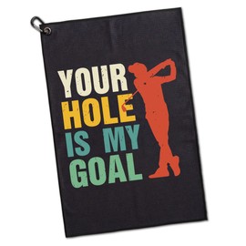 GEYGIE Your Hole is My Goal Printed Microfiber Golf Towel, Funny Golf Towel Gifts and Golf Accessories for Men Dad Grandpa Father, Fathers Day Birthday Gift for Golf Lover Golfer Golf Fan
