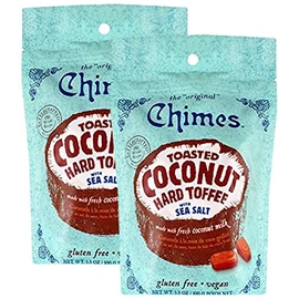 Toasted Coconut Hard Toffee Candies (2 pack)- (2) Chimes 3.5oz Bags - Gluten Free, Vegan, Made with Real Coconut Milk - Satisfy your sweet tooth with this tropical flavored classic buttery toffee!