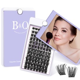 B&Q Lash Clusters D Curl 8-16MIX 96 PCS Eyelash Clusters Wispy with 360° Rotatable Mirror Cluster Eyelash Extensions Natural Lash Clusters Lashes Wispy Diy Lash Extensions Clusters (Q06,D 8-16MIX)