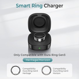 Upgraded Wireless Charging Case Compatible with Oura Ring Gen3 Charger, Portable Travel Charger Dock with Indicator Light, Compact Charging Box for Oura Ring Gen3 Heritage/Horizon（Black,Size 12）