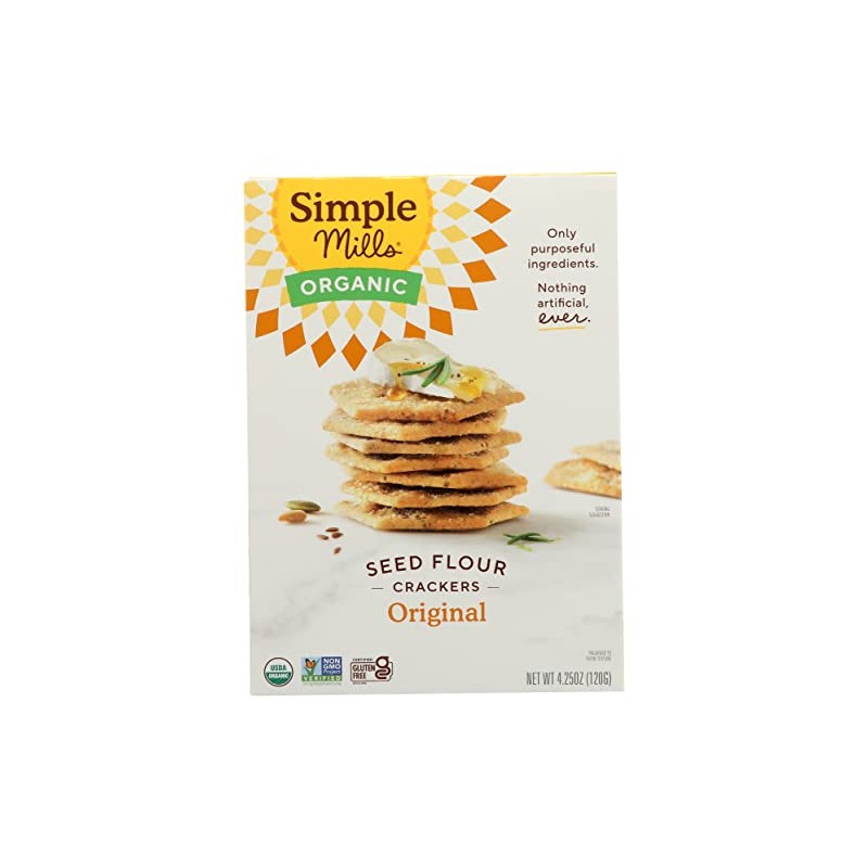 Simple Mills Organic Seed Crackers Original, 4.25 oz, Pack of