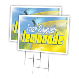 Lemonade 2 Pack of 18" x 24" Yard Sign & Stake | Advertise Your Business | Stake Included Image On Front Only | Made in The USA