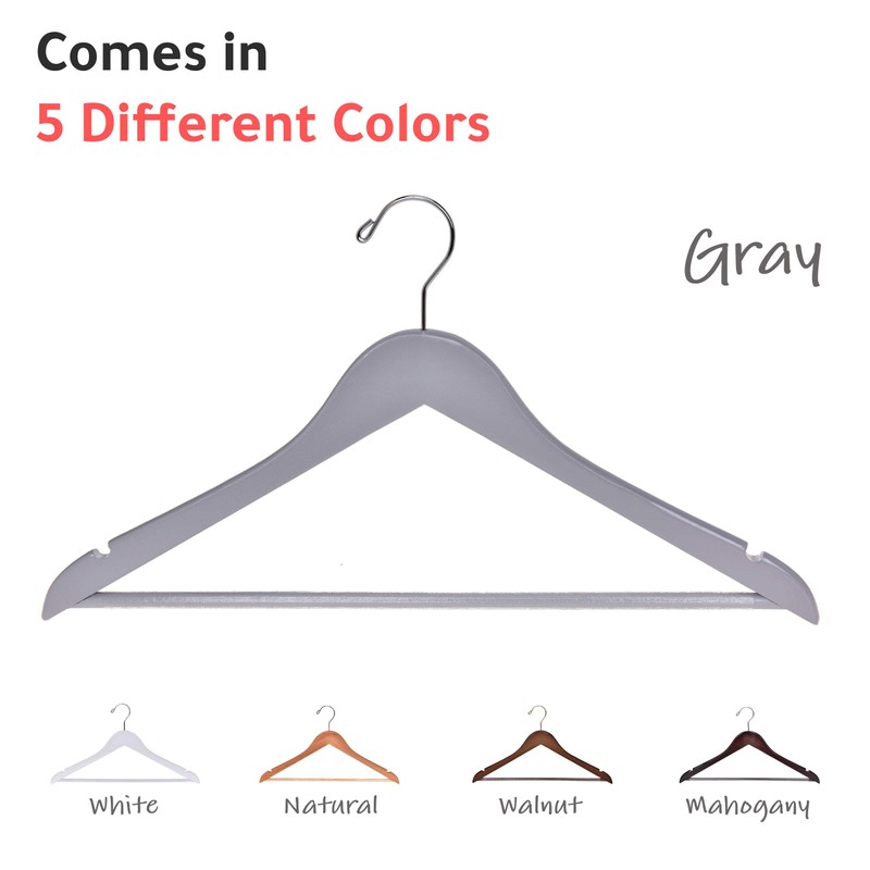 Quality Wooden Hangers - Slightly Curved Hanger Set of 10-Pack
