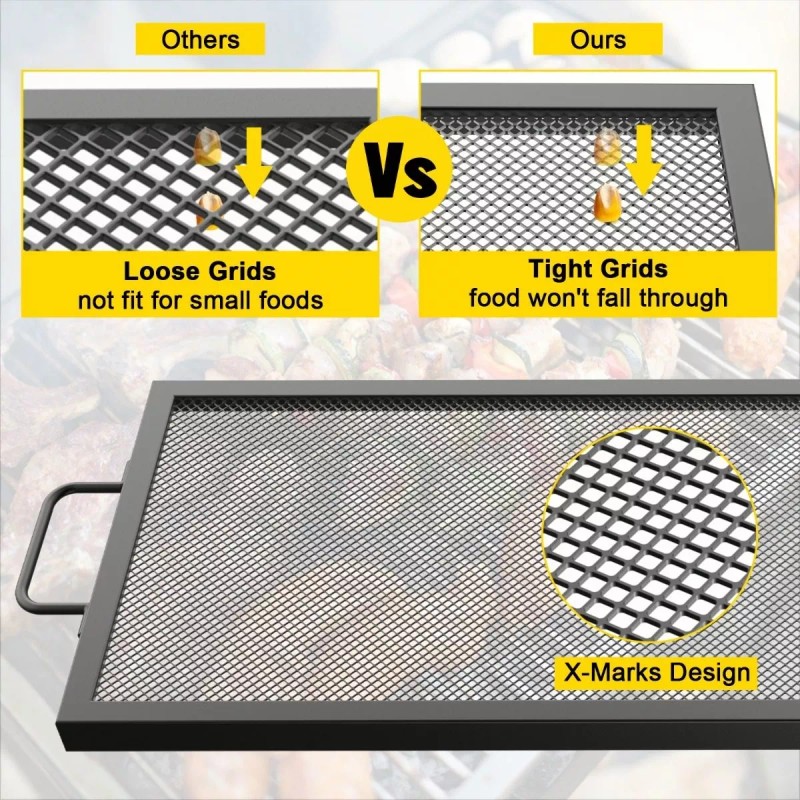 Vevor Rejilla Para Hoguera Rectangular Parrilla 44x15 PuLG Color Negro