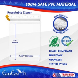 EcoEarth 4x6 Inch Passport & Card Holders with Soft Edge (Clear, 10 Pack), Extra Large (XXL) Vertical ID Holder, Resealable and Waterproof Identification Name Card Holder