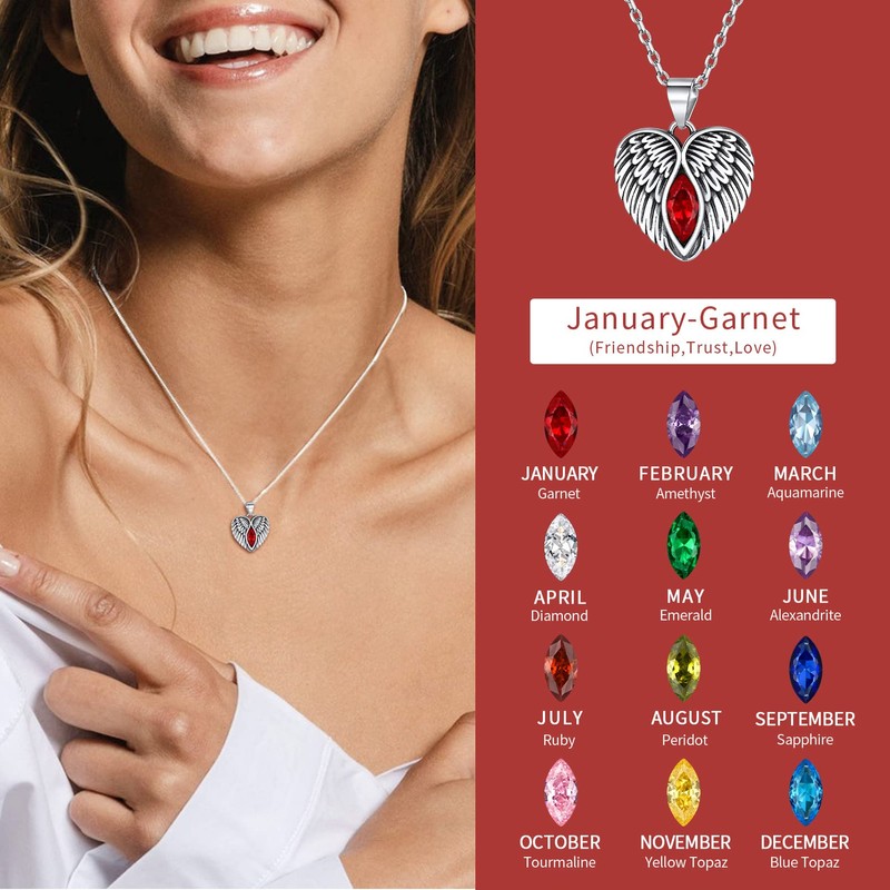 ChicSilver Angel Wing Heart Necklace 925 Sterling Silver Wings Pendant