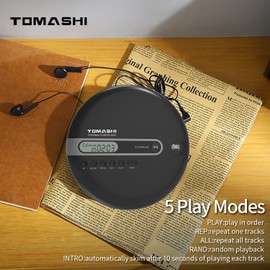 Portable CD Player with Bluetooth, CD Player with Headphones, ESP 40 Seconds for Home Travel, Stereo CD Walkman with LCD Display for Adults Students Kids