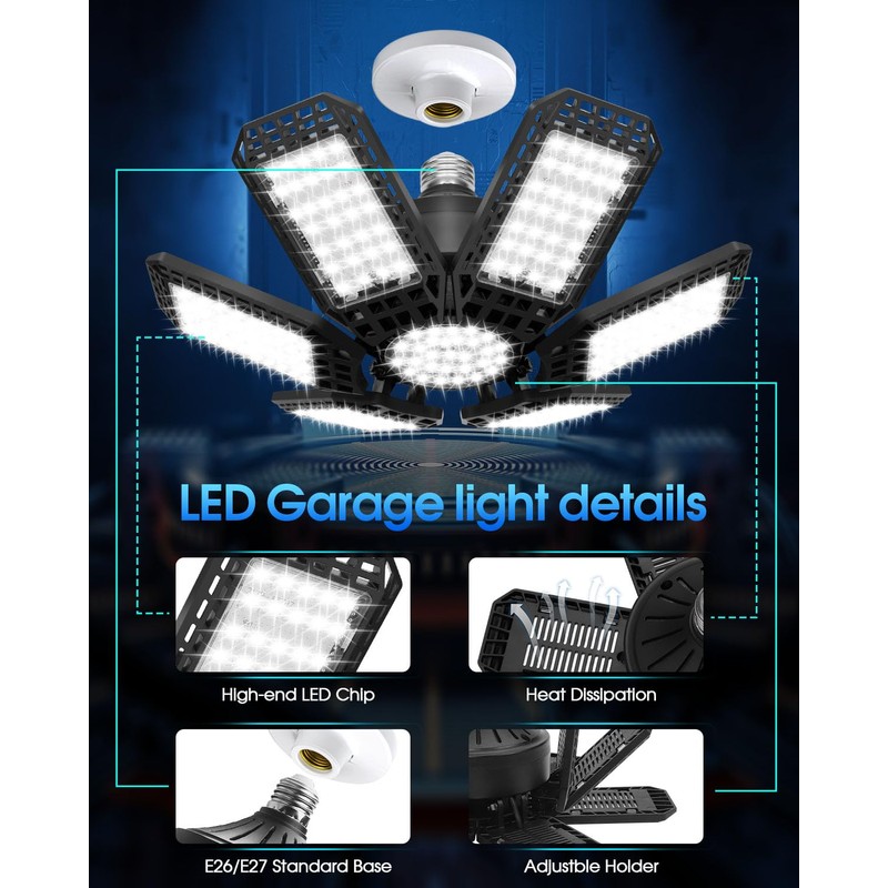 AUDLES 8 Pack LED Garage Light, 200W 20000LM 6500K LED