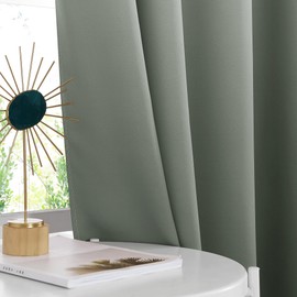 NICETOWN Light Blocking Gradient Color Curtains Ombre Blackout Curtains Room Darkening Thermal Insulated Grommet Window Drapes for Living Room/Bedroom (Dark Mallard, 2 Panels, 52x84 Inch)