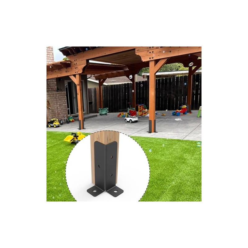 4 Pcs Adjustable Deck Post Anchor Brackets Kit - Fit