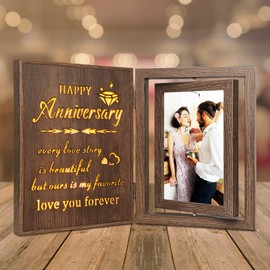 EYITUPC Anniversary Light Up Photo Frame Gifts for Her & Him Couple, Holds Two 4x6 Photos