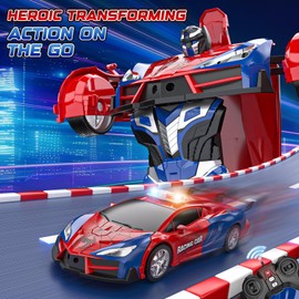 Spider Transform Remote Control Cars for Kids - 2.4GHz RC Police Car for 3 4 5 6 7 8 Year Old Boys, 1:18 Robot Toy Car with One-Key Transformation & 360° Rotation, Kids Christmas Birthday Gift Present