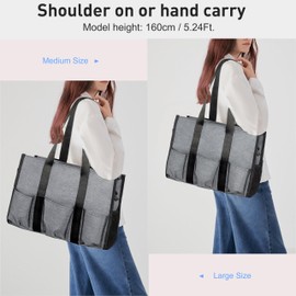 VOLGANIK ROCK Tote Bag with Compartments, Large Multi Pockets Tote Bag for Women & Men Work Tote Bags with Zipper Teacher Bag Nurse Bag