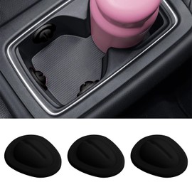 Msyuusr 3PCS Car Cup Holder Insert, Silicone Elastic Flexible Non-Slip Cup Holder Expander, Universal Car Cup Holders Stabilizer Car Accessories Limiter with Self-Adhesive (Black)