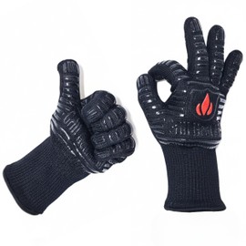 GRILL HEAT AID Extreme Heat Resistant BBQ Gloves - 1472°F Heat Proof Grill Gloves for Grilling EN407 Certified Fireproof Gloves for Fire Pit & Smoker, High Temp Grill Mitts for Outdoor Cooking & Oven