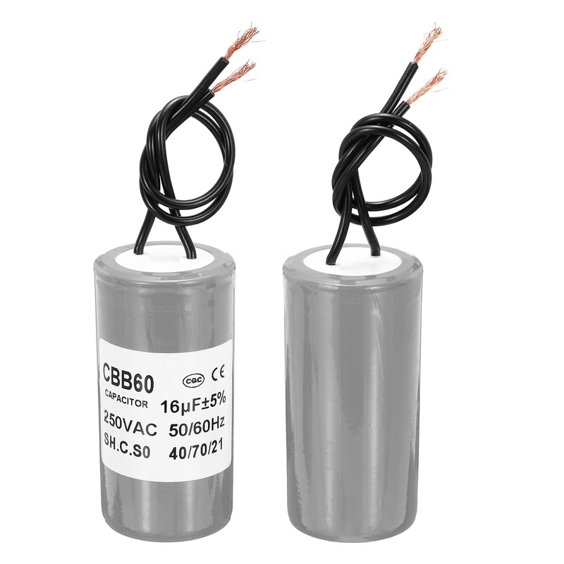 PATIKIL CBB60 16μF Driving Capacitor AC250V 2-Wire 50/60Hz Cylindrical Gray