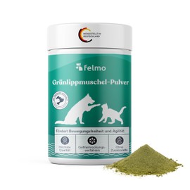 Felmo Grünlippmuschel-Pulver für Hunde & Katzen (150g) 100% natürliche Zutaten ohne künstliche Zusatzstoffe - Stärkt Bänder - Knochen und unterstützt die Gelenkfunktionen- von Tierärzten empfohlen