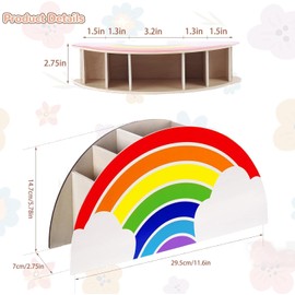 Jiahuade Pen Holder Children's Rainbow, Desk Office Organiser, Pen Holder Desk, Pen Organiser Wood, Table Organiser, Rainbow Organiser, Desk Organiser Rainbow