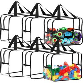 Paquete de 6 bolsas grandes de almacenamiento de juguetes con cierre,Bolsa organizadora de juguetes de plástico transparente reutilizable,Recipientes 