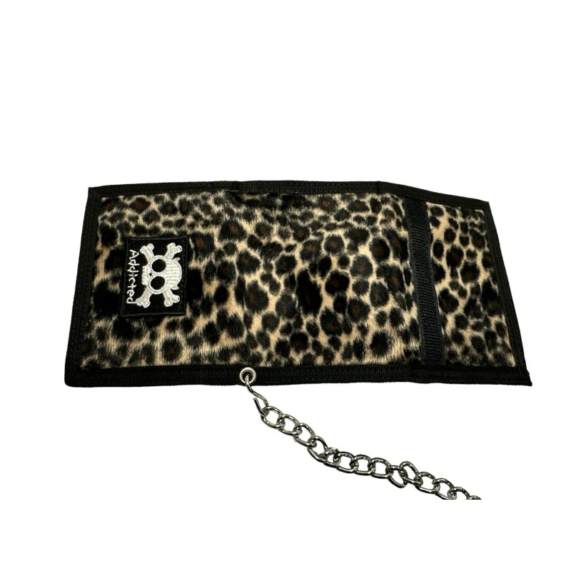 FUNK PLUS Leopard Print Fabric Bike Chain Wallet With Keychain