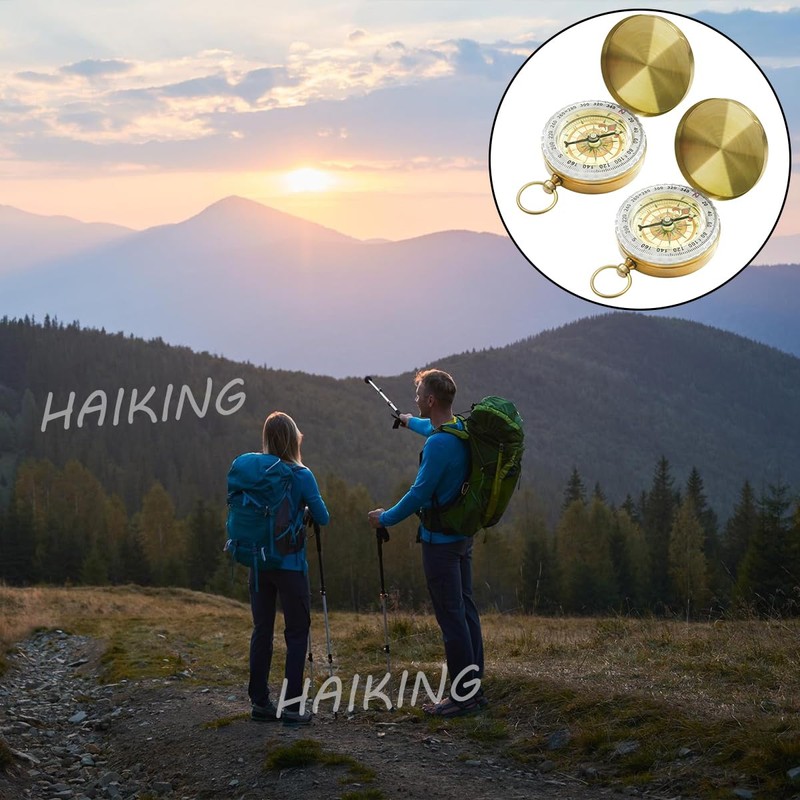 HAIKING Metal Pocket Compass, 2 Pcs Camping Survival Compass for