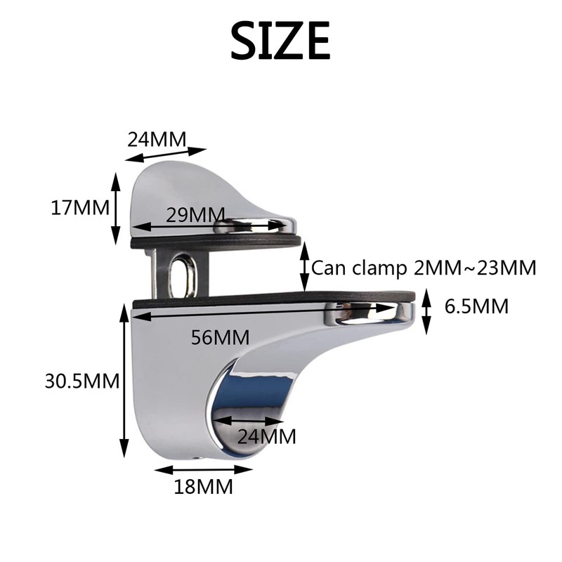 Glass Shelf Bracket, Duckbill Clip Shelf Bracket, 4PCS Adjustable Wood/Glass