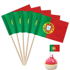 POPOYU Pack of 100 Portugal Toothpick Flags, Portuguese Flag Small Cocktail Table Decoration for Portugal Decoration Em 2024, Eurovision Contest, Olympic Cupcake Toppers, Toothpicks, Pub Decoration