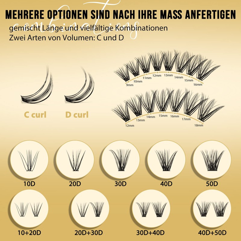 Quewel Individual Eyelashes, 320 Pieces, Individual Eyelashes for Eye Make-up,