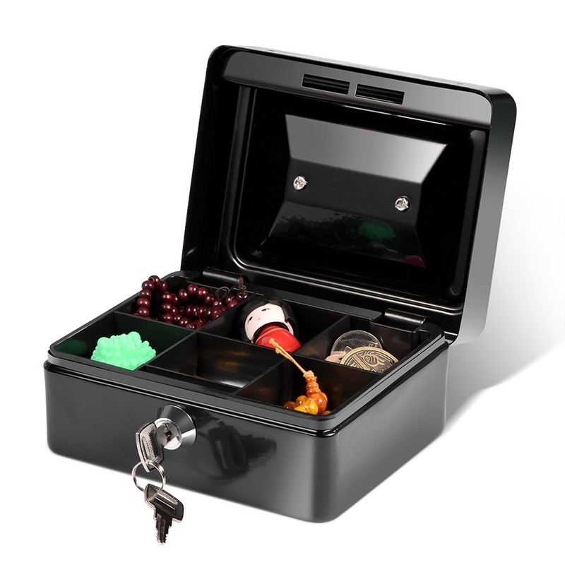 Steel Security Box Household, Mini Portable Petty Safe Lockable Cash