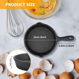 KEJJNYER 4 Inch Mini Cast Iron Skillet Set of 6, Black Small Cast Iron Skillet, Nonstick Small Frying Pan for Indoor and Outdoor Restaurant Kitchen