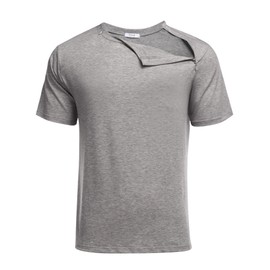 Deyeek Unisex Chemo Shirts Post Shoulder Surgery Shirts Recovery Tear Away 2 Side Zippers Off Full Open Dialysis Clothing Grey
