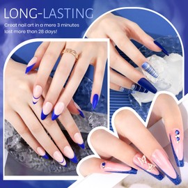 Solid Gel Nail Polish Set,Ombre Pat Painting Gel & Nail Art,6G Full-size 2 Colors Navy Blue & Glitter Blue Soak Off UV Gel Polish kit,Manicure Salon DIY Design at Home Gift for Woman