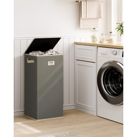 SOLEDI Laundry Hamper with lid, 100L Large Laundry Basket with Removable Bag Easy to Carry, Tall Clothes Hamper,Dirty Hampers for Bedroom, Bathroom, Dorm Cement