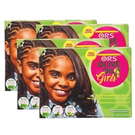 ORS Olive Oil Girls Built in Protection Plus No Lye Conditioning Hair Relaxer System (Pack of 4)
