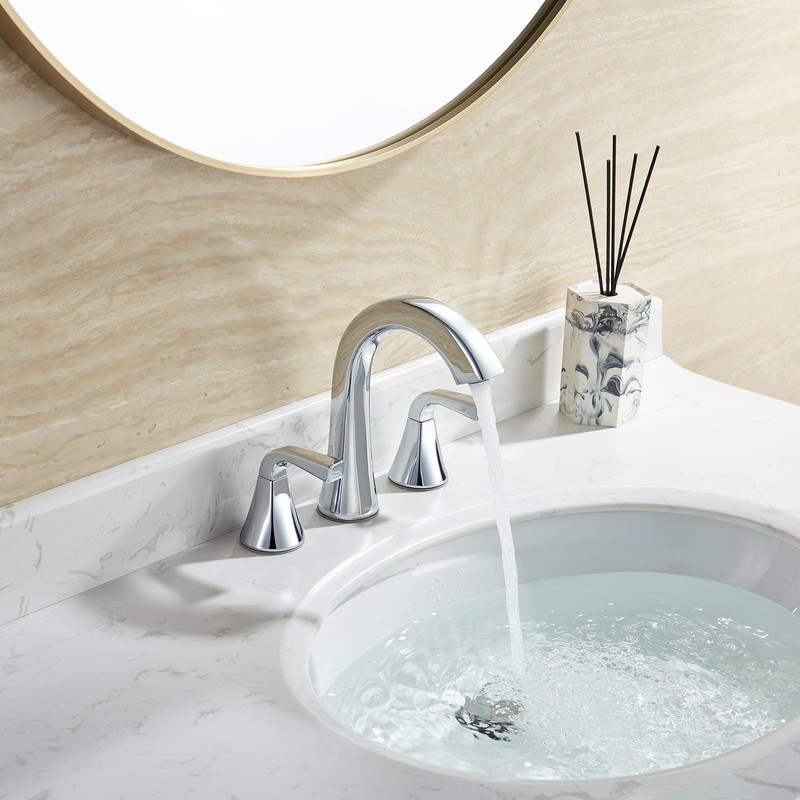 Bathroom Faucet for Sink 3 Hole, Chrome 8 Inch Widespread